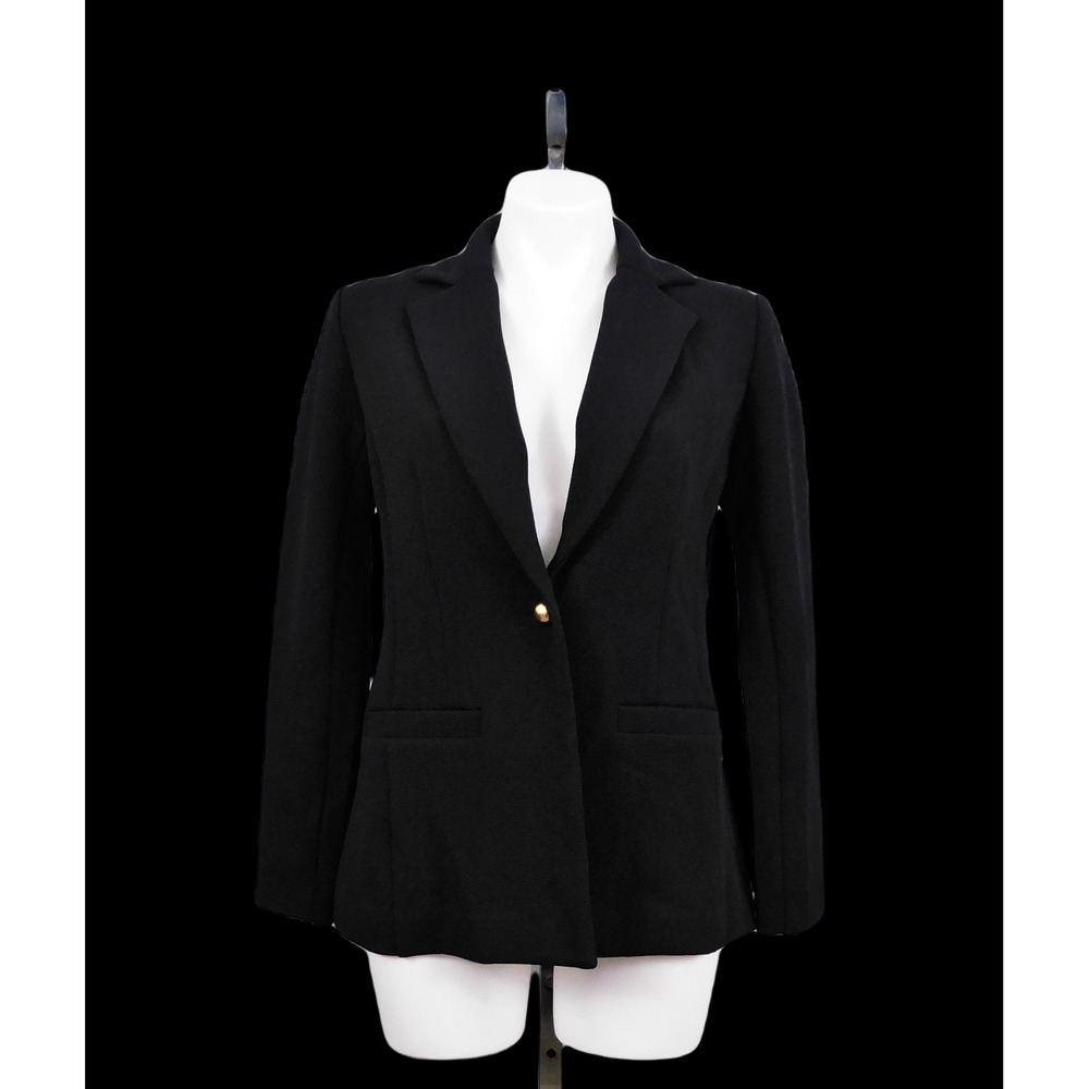 Joan Rivers Textured Knit Blazer, Domed Buttons, Size 4, Black, New